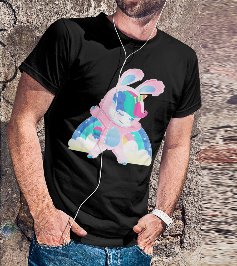 Unicorn Bunny Rabbit Costume Easter Rainbow Wings T-Shirt