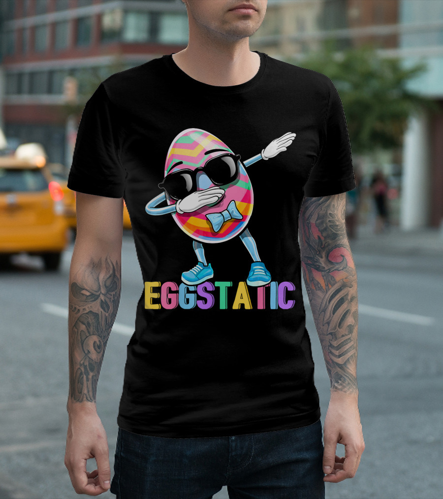 Eggstatic Colorful Dabbing Sunglasses Easter Egg T-Shirt