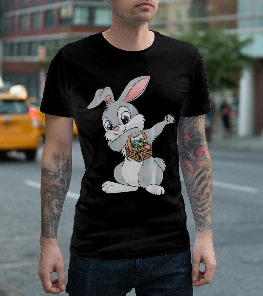 Dabbing Easter Bunny With Cute Basket Of Eggs T-Shirt