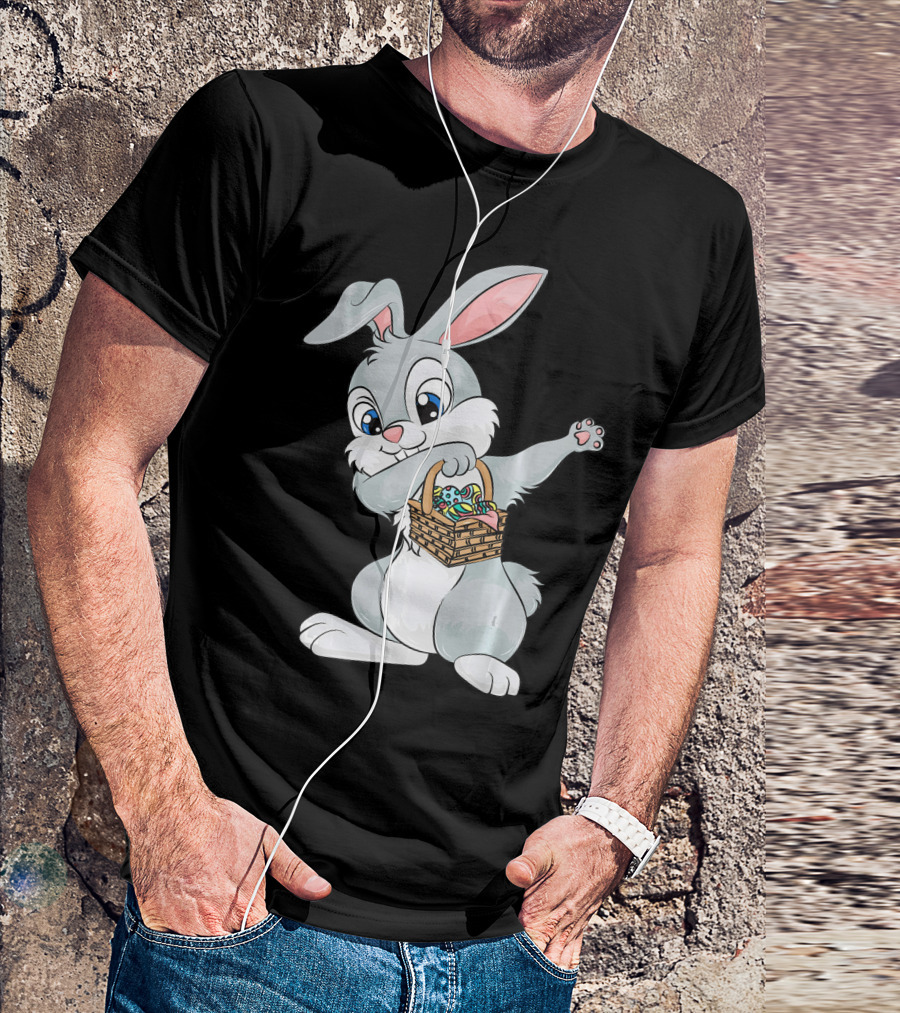 Dabbing Easter Bunny With Cute Basket Of Eggs T-Shirt