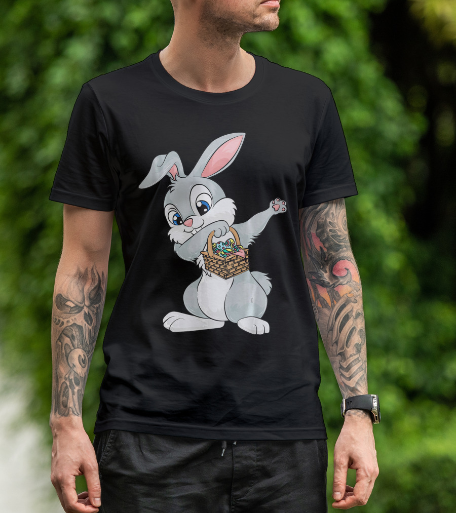 Dabbing Easter Bunny With Cute Basket Of Eggs T-Shirt