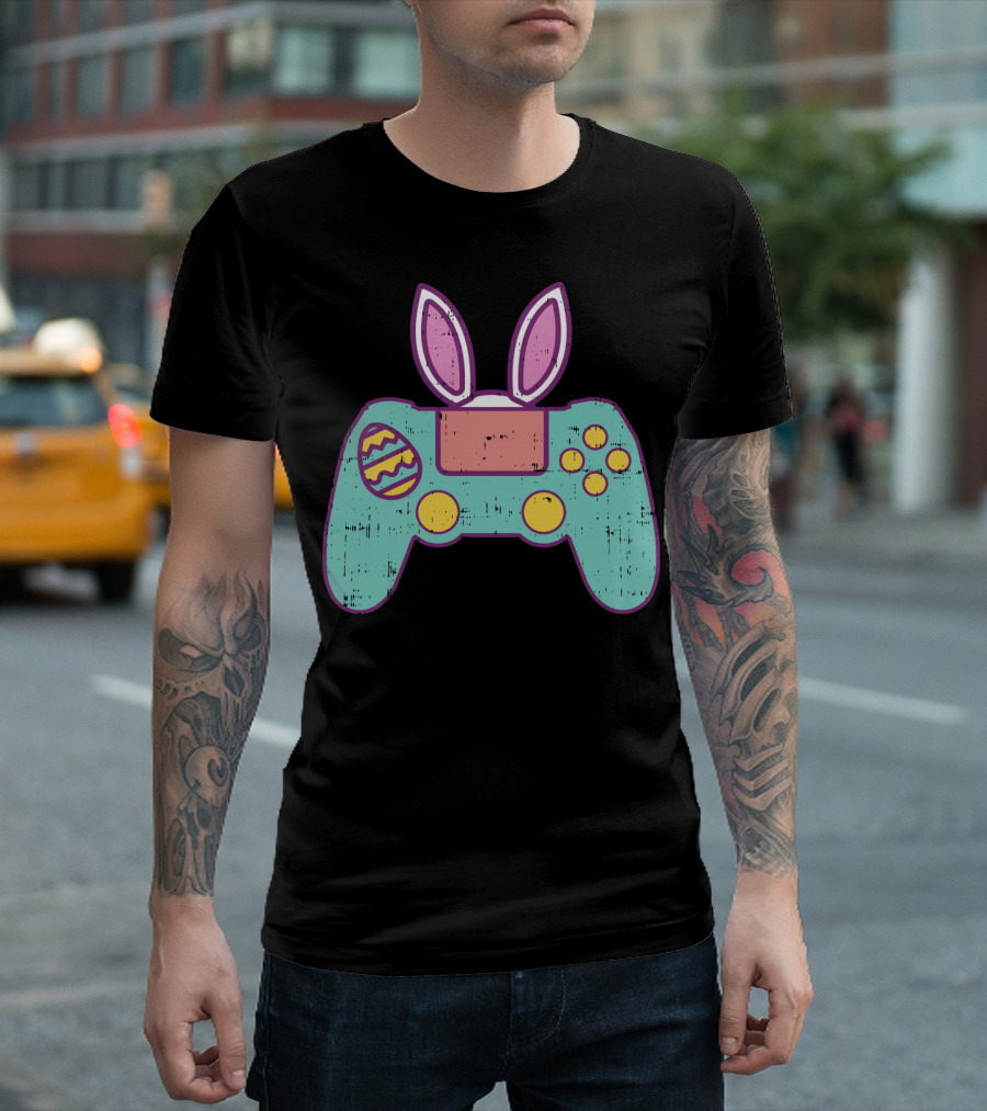 Easter Bunny Gamer Controller With Eggs Gaming Bunn T-Shirt