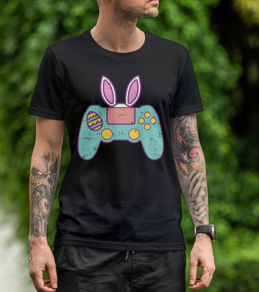 Easter Bunny Gamer Controller With Eggs Gaming Bunn T-Shirt