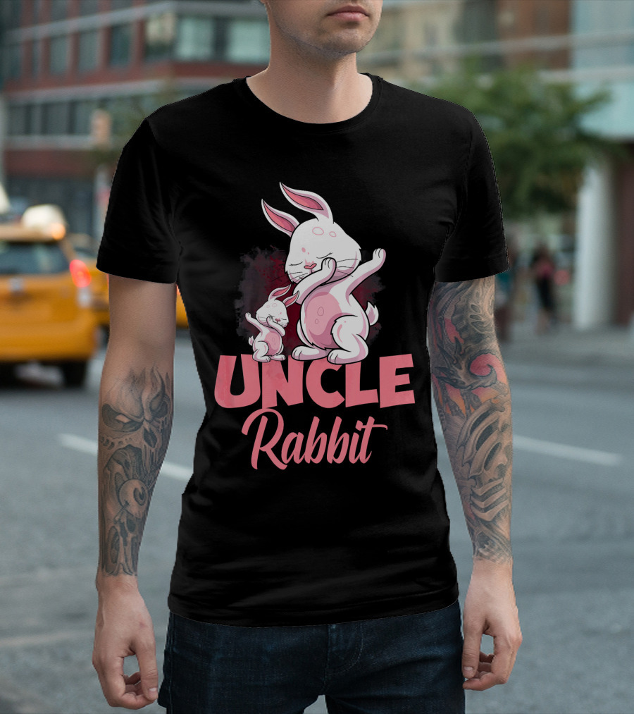 Uncle Rabbit Matching Family Bunny Playful Pink Easter T-Shirt