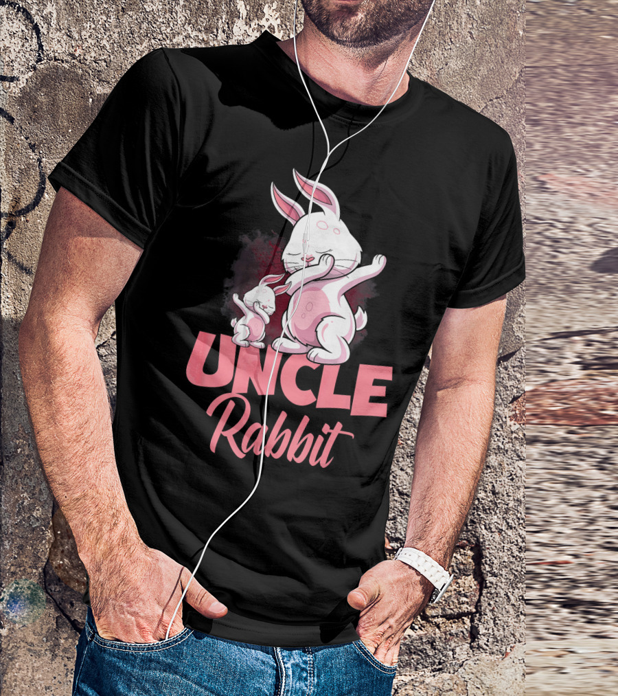 Uncle Rabbit Matching Family Bunny Playful Pink Easter T-Shirt