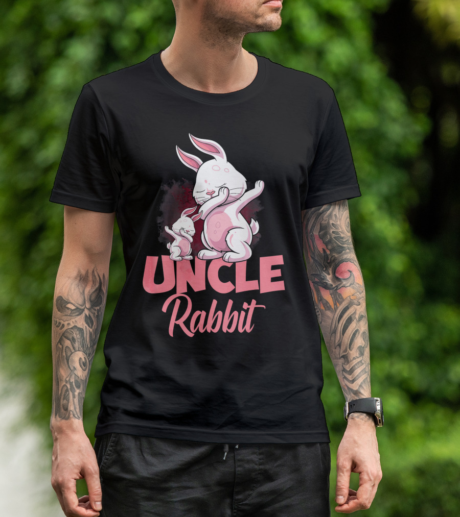 Uncle Rabbit Matching Family Bunny Playful Pink Easter T-Shirt
