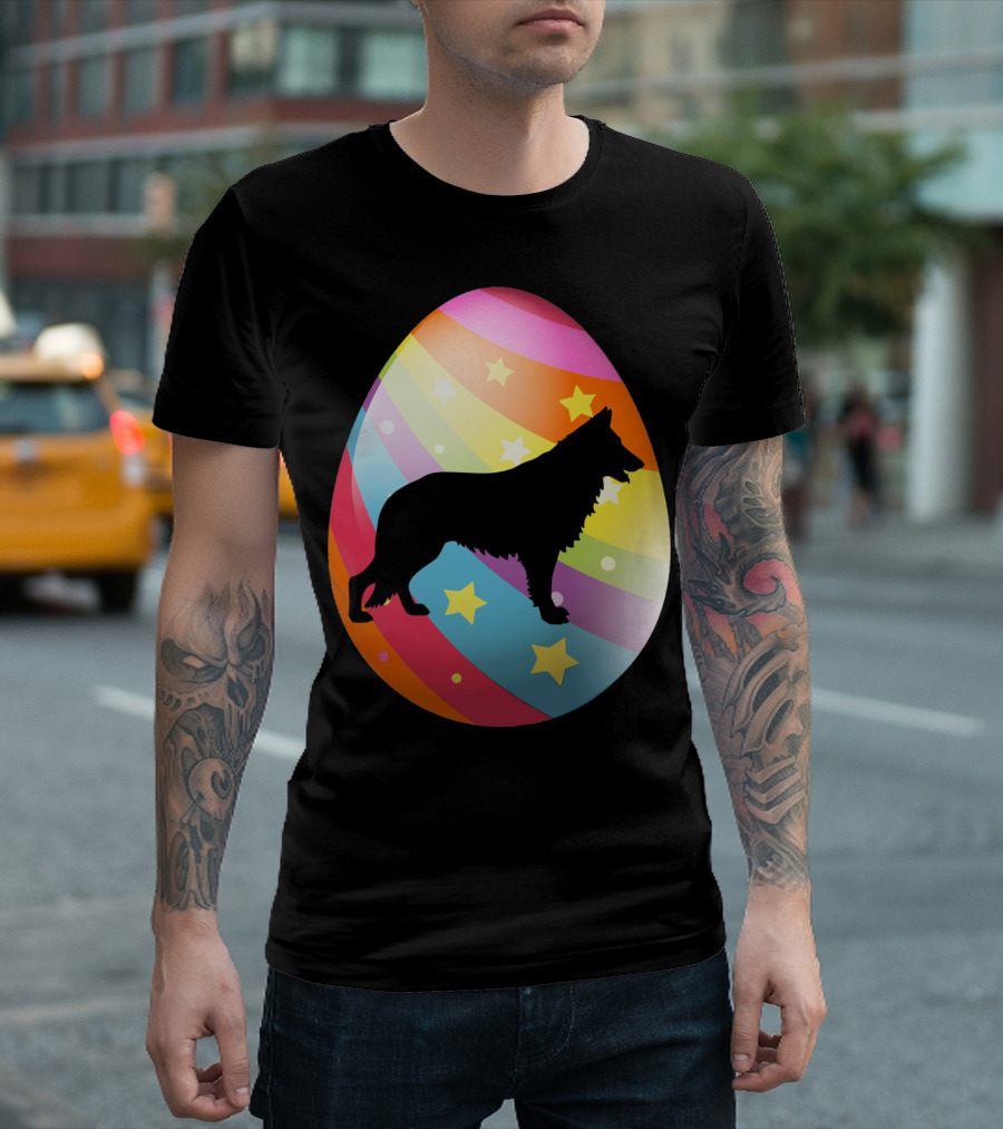 German Shepherd Rainbow Stars Easter Egg T-Shirt