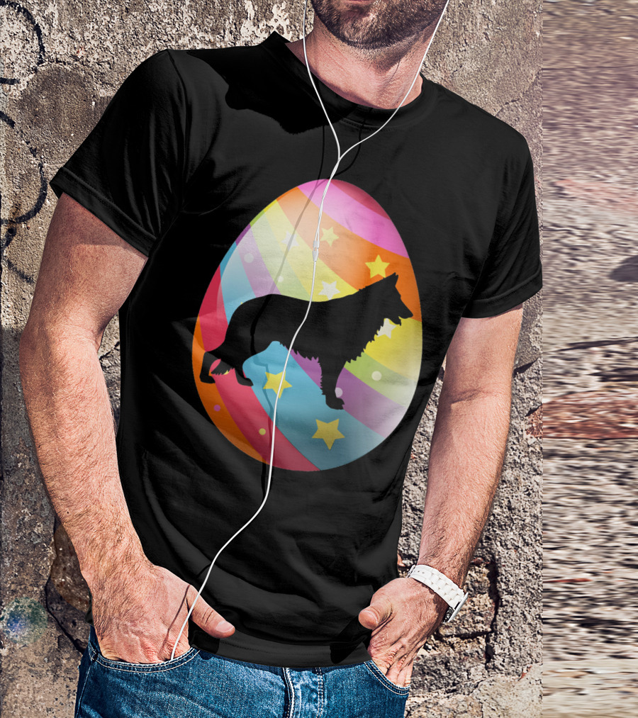 German Shepherd Rainbow Stars Easter Egg T-Shirt