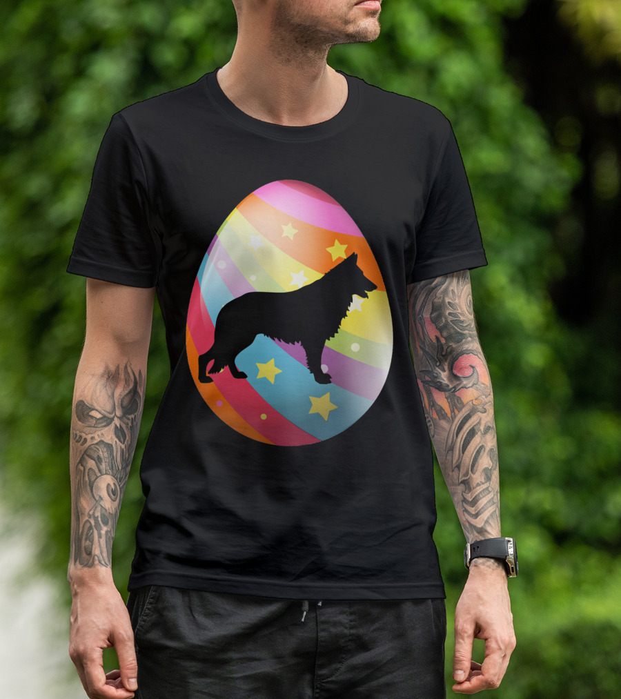 German Shepherd Rainbow Stars Easter Egg T-Shirt