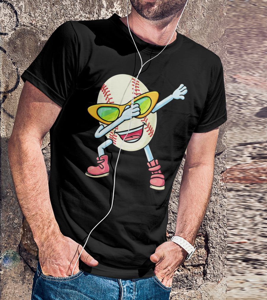 Funny Dabbing Baseball Easter Egg Cartoon T-Shirt