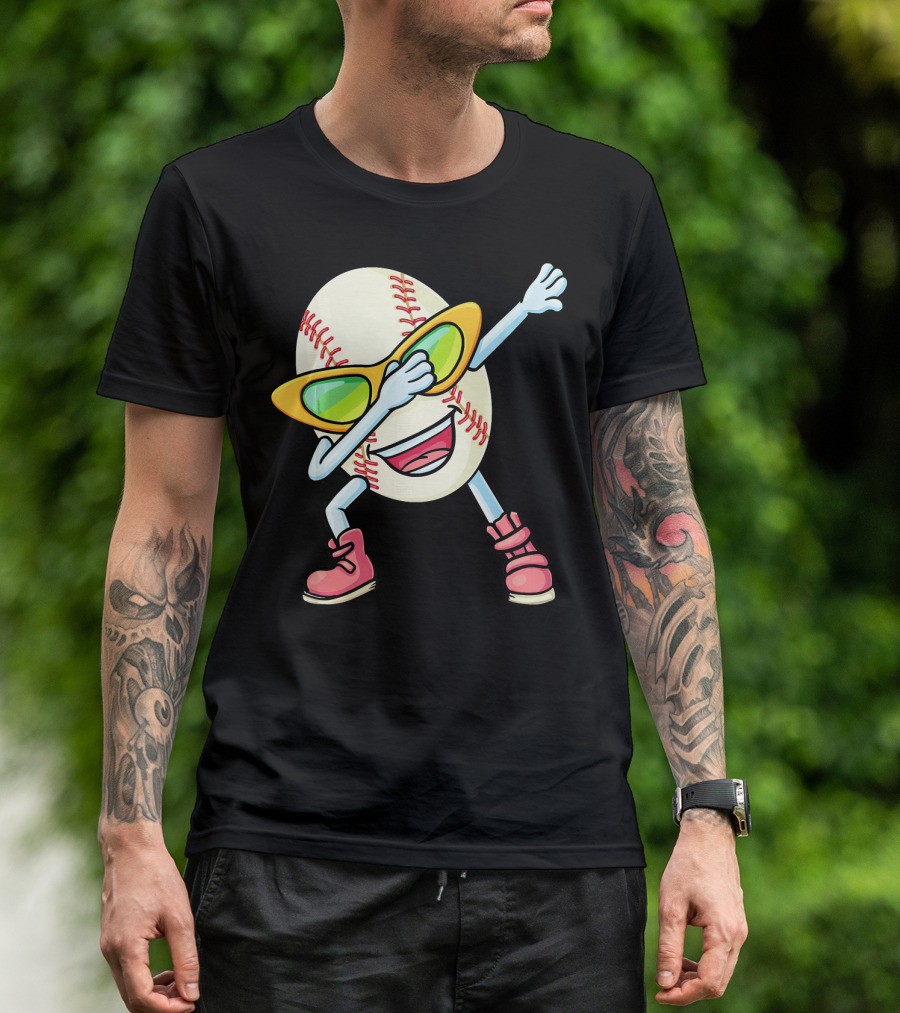 Funny Dabbing Baseball Easter Egg Cartoon T-Shirt