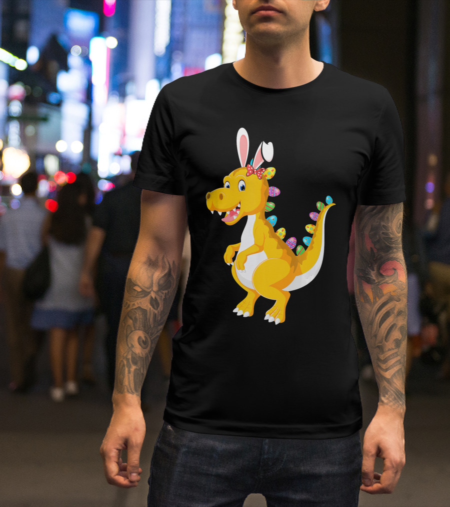 Dinosaur Rex With Bunny Ears And Easter Eggs T-Shirt