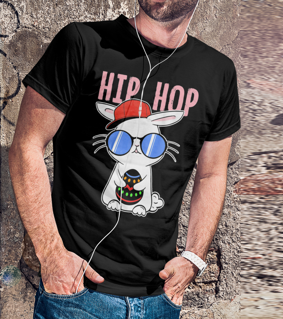 Cool Hip Hop Easter Bunny With Eggs In Sunglasses And Cap T-Shirt