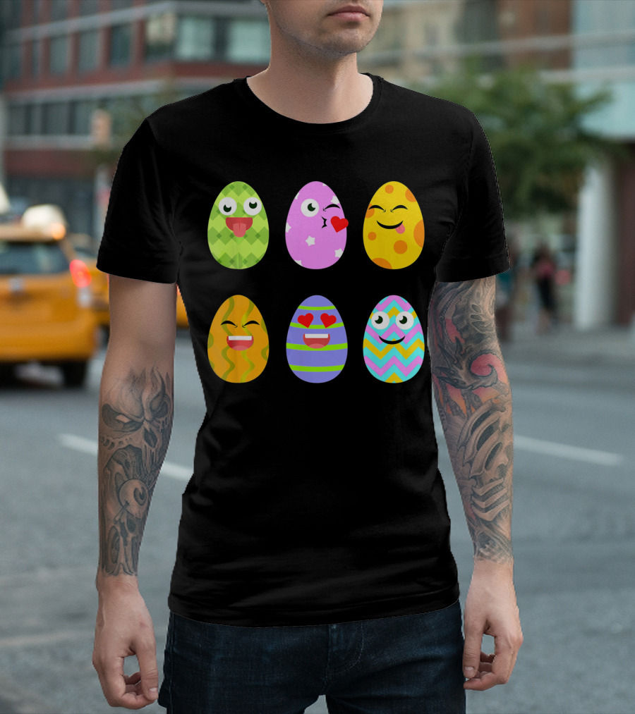FUNNY EASTER EGG Emoticons Colorful Expressions Collection T-Shirt
