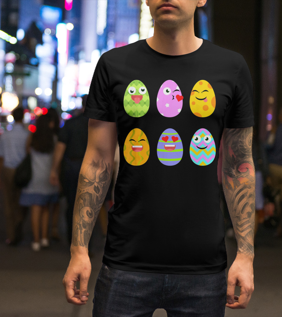 FUNNY EASTER EGG Emoticons Colorful Expressions Collection T-Shirt