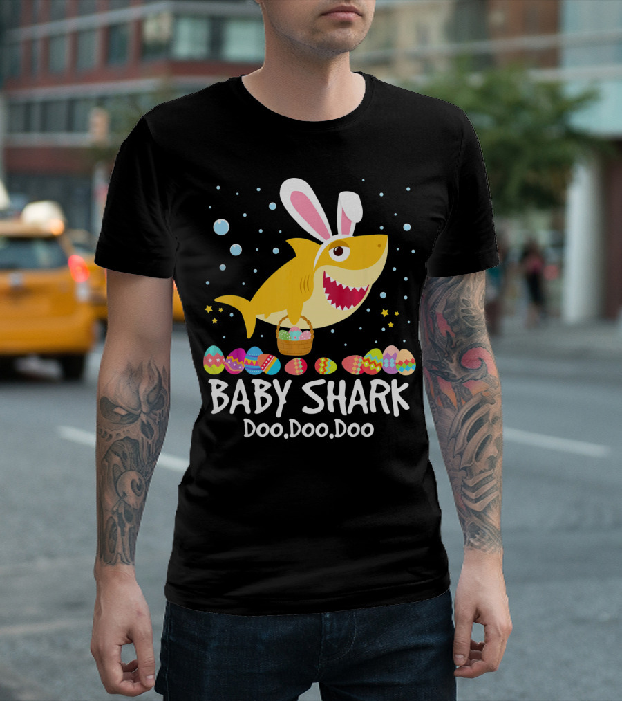 BABY SHARK Doo Doo Doo Bunny Ear Easter Egg Basket T-Shirt