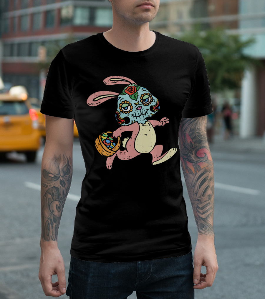 Easter Bunny Sugar Skull Calavera Dia De Los Muertos T-Shirt