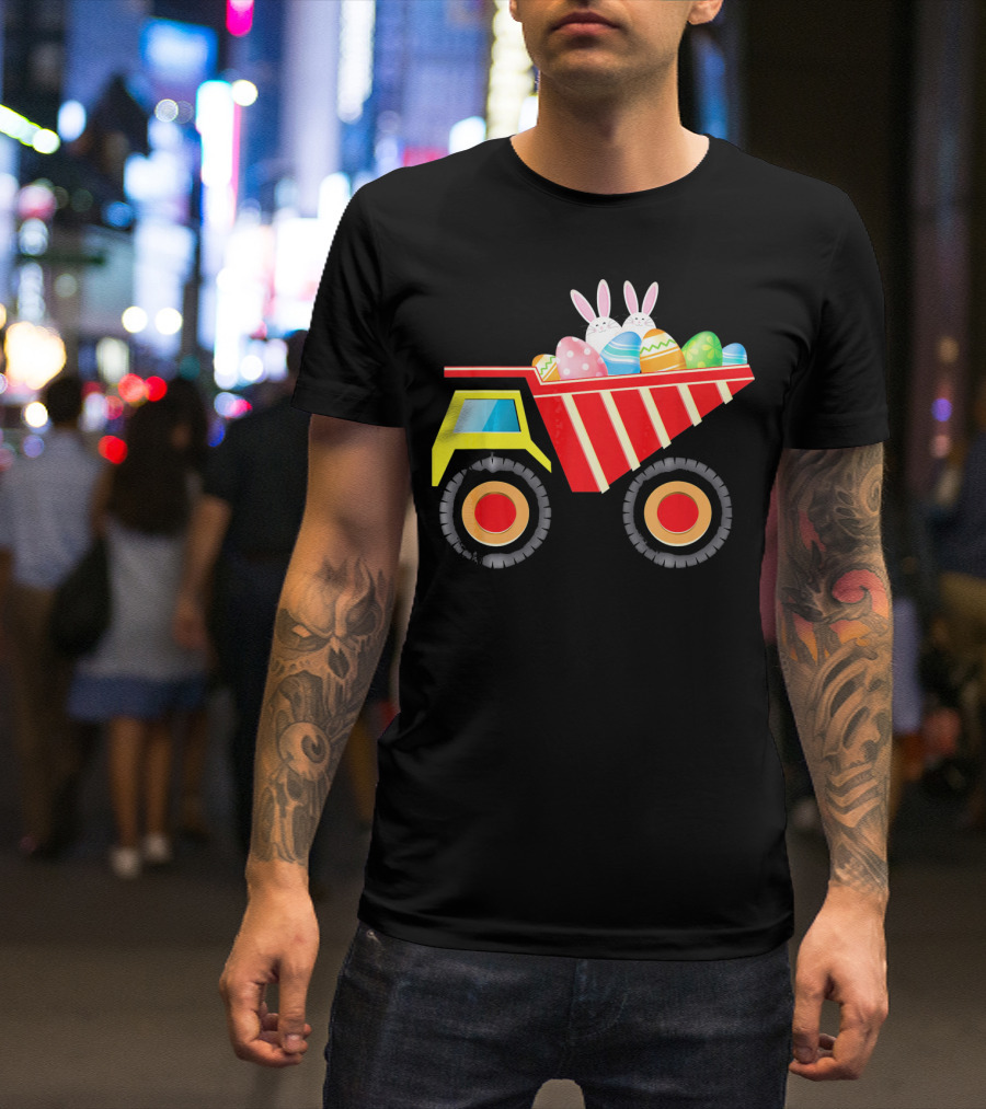 Dump Truck Carrying Easter Day Eggs With Bunny Ears T-Shirt