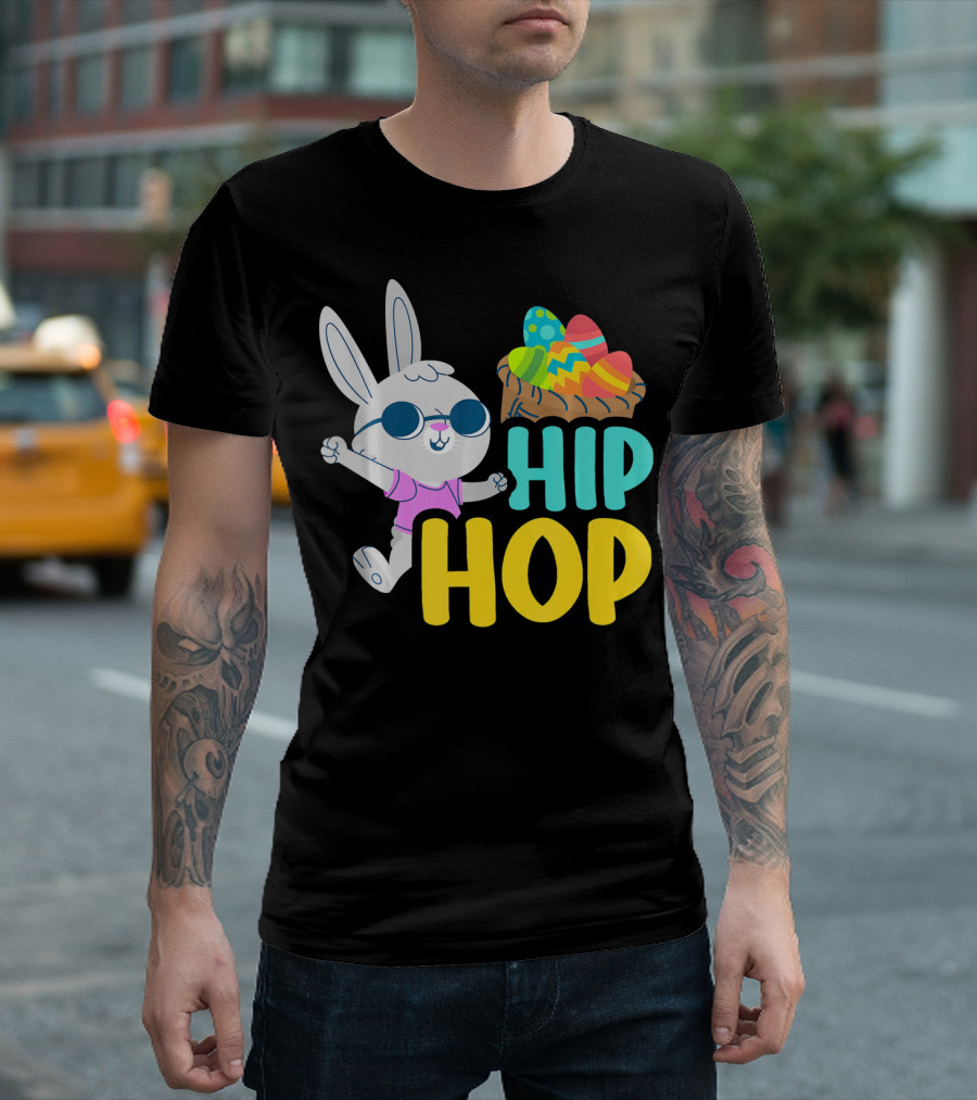 Hip Hop Bunny with Sunglasses and Easter Egg Basket T-Shirt