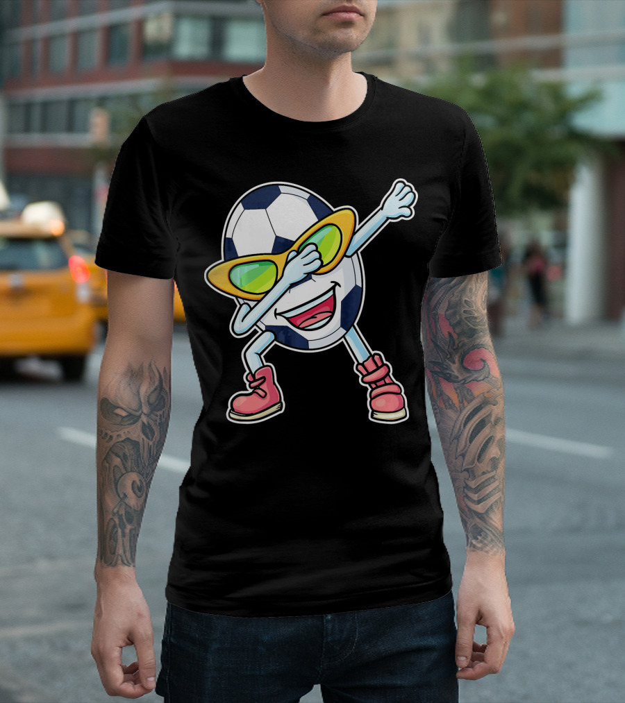 Dabbing Soccer Ball Easter Egg Cartoon With Sunglasses T-Shirt