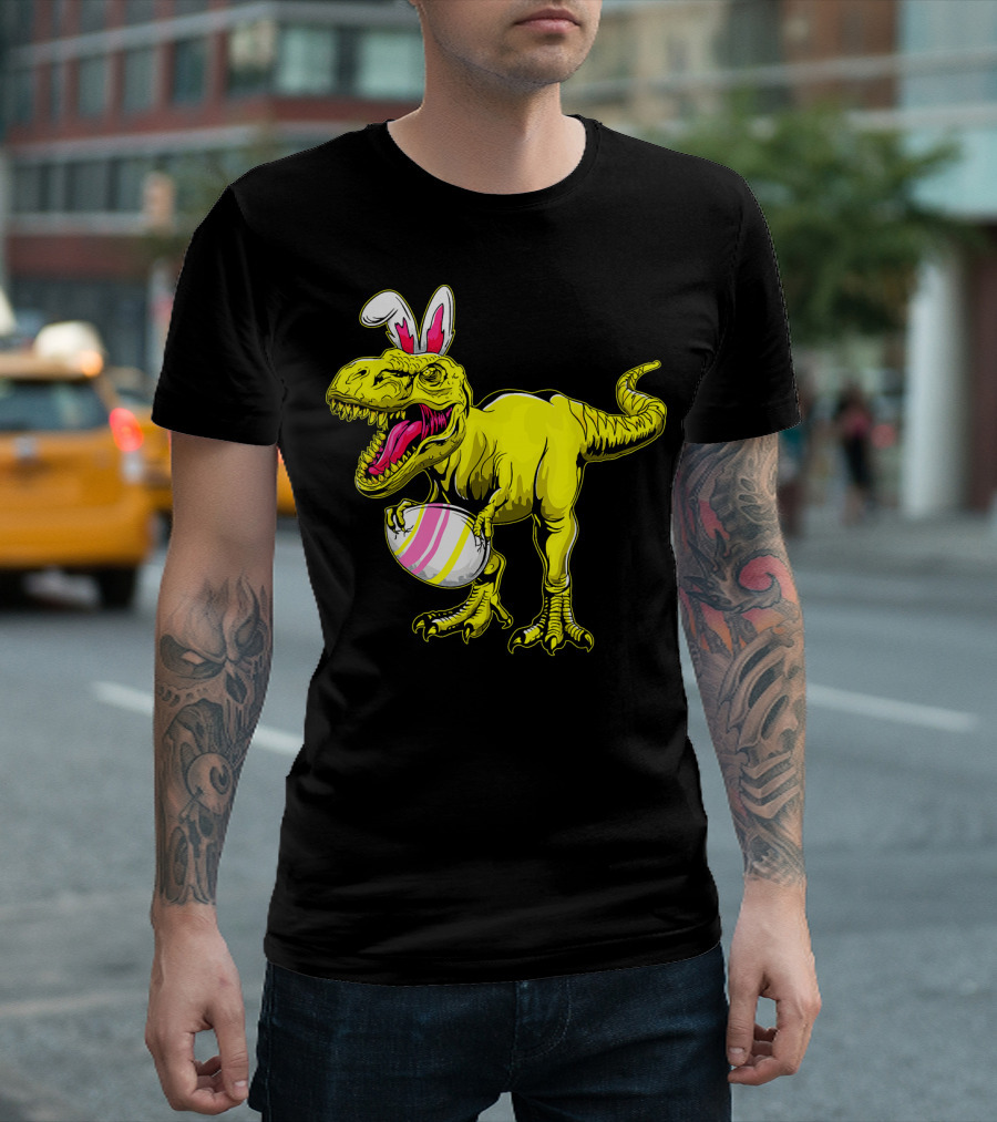 Tyrannosaurus Rex Easter Bunny Dinosaur with Egg T-Shirt