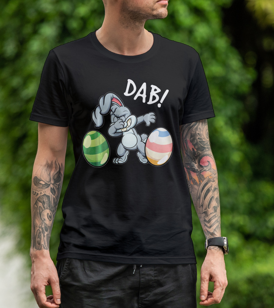 Easter Bunny Dab With Colorful Eggs T-Shirt