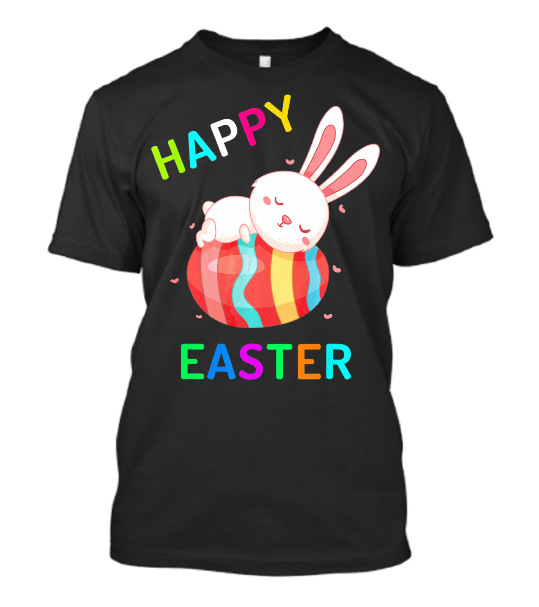 HAPPY EASTER With Bunny Sleeping On Colorful Egg T-Shirt