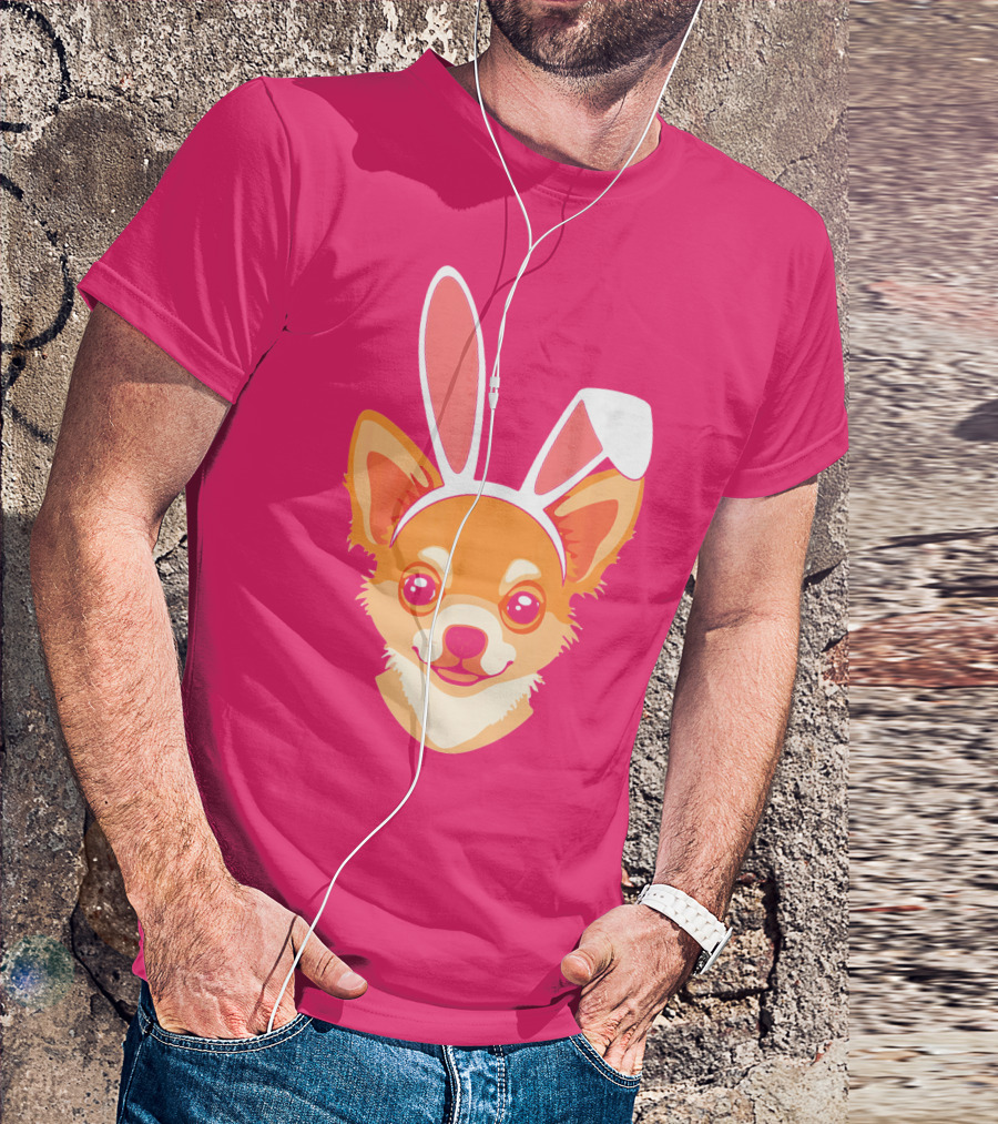 Easter Joy Chihuahua With Bunny Ears Cartoon T-Shirt