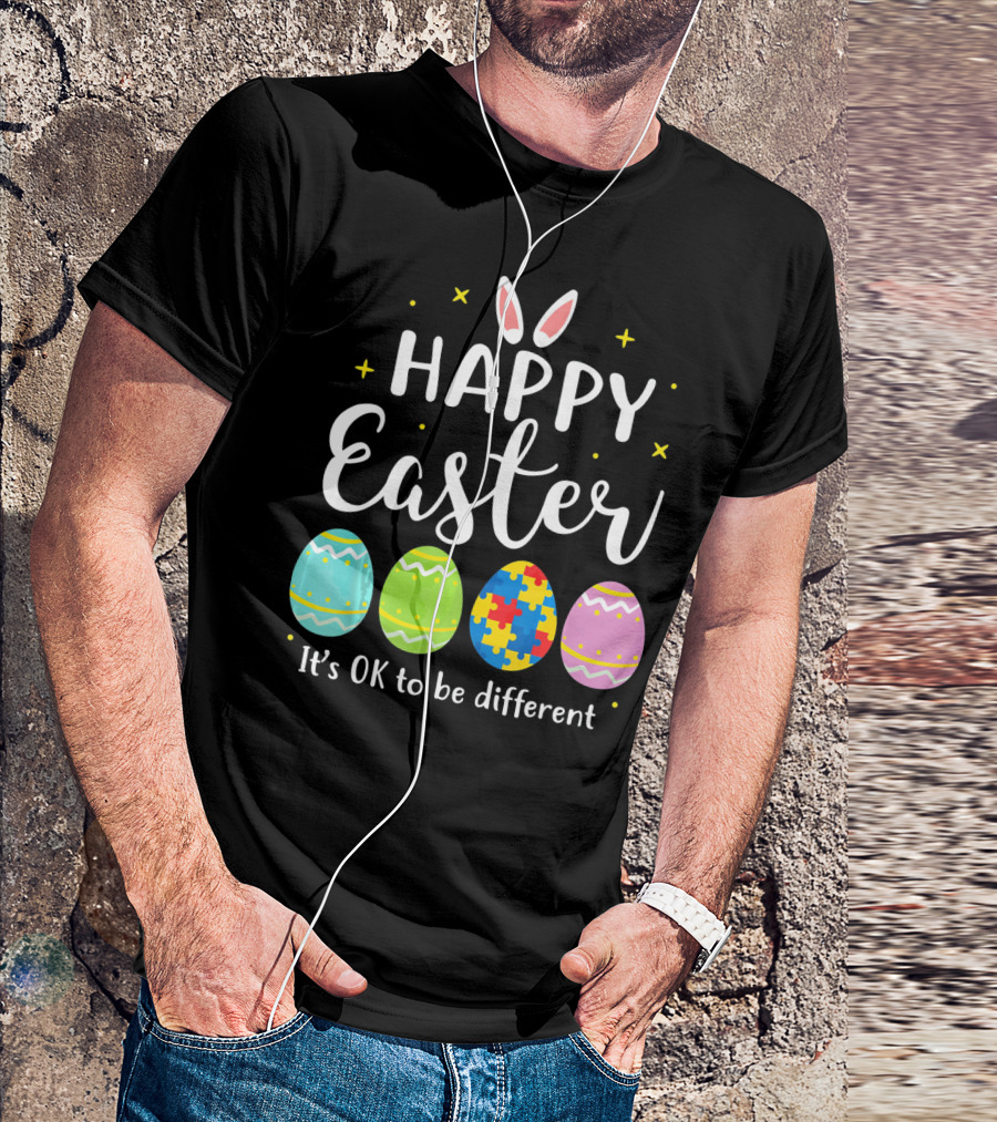 Happy Easter Bunny Puzzle Egg It's OK To Be Different T-Shirt