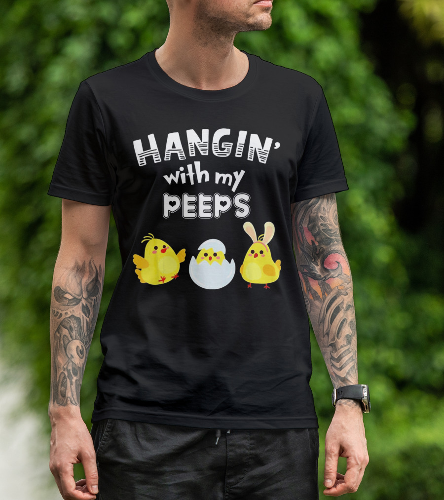 Hangin' With My Peeps Cute Chickens And Bunny T-Shirt