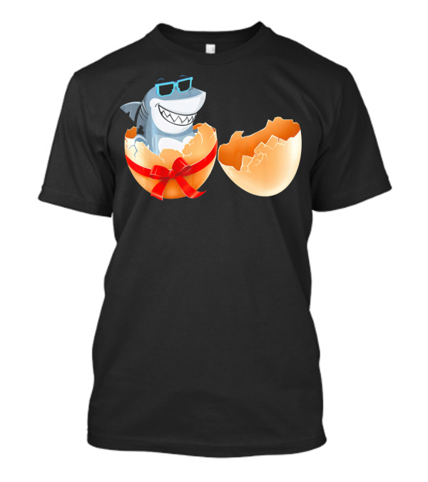 Easter Shark In Sunglasses Hatching From Decorative Egg T-Shirt