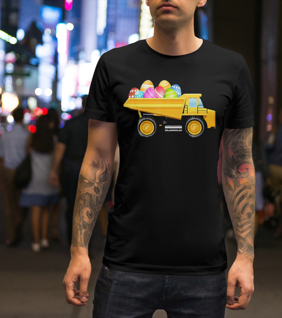 Dump Truck Carrying Colorful Easter Eggs T-Shirt