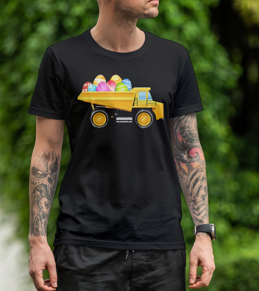 Dump Truck Carrying Colorful Easter Eggs T-Shirt