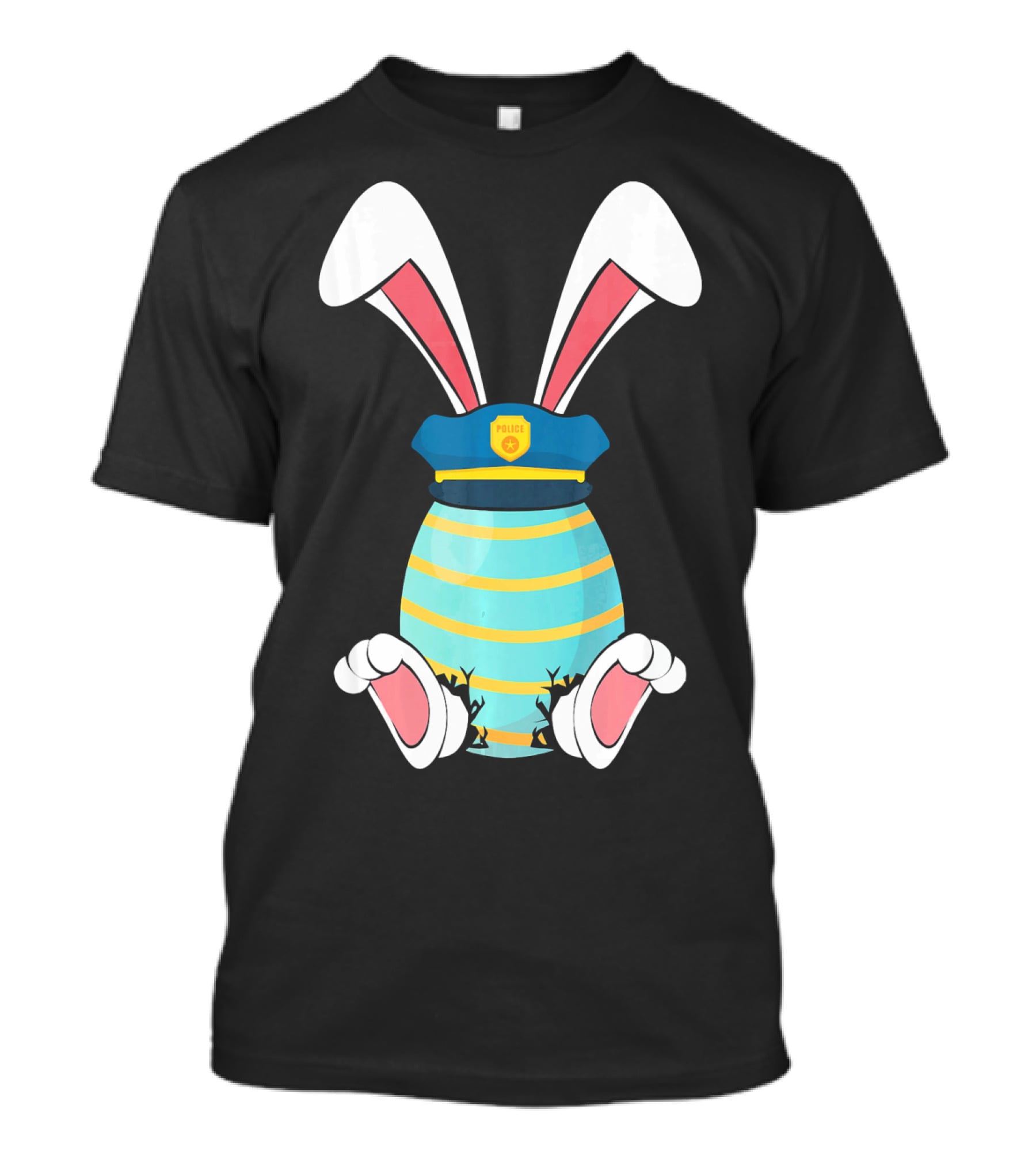 Bunny Easter Egg With Police Hat And Bunny Ears T-Shirt