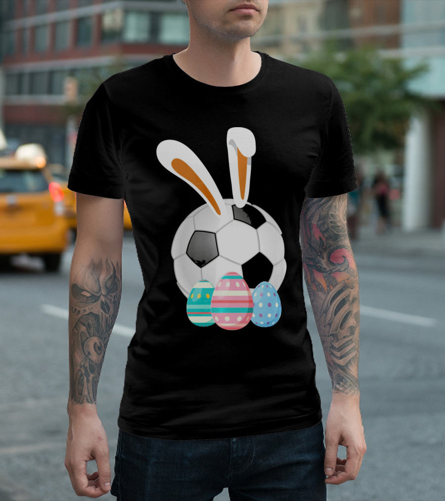 Easter Bunny and Soccer Ball with Colorful Eggs for Boys T-Shirt