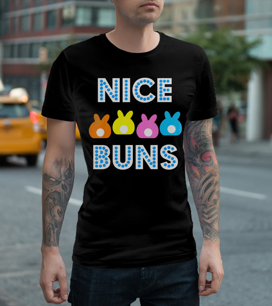 Nice Buns Funny Easter Cute Bunnies Colored Tails T-Shirt