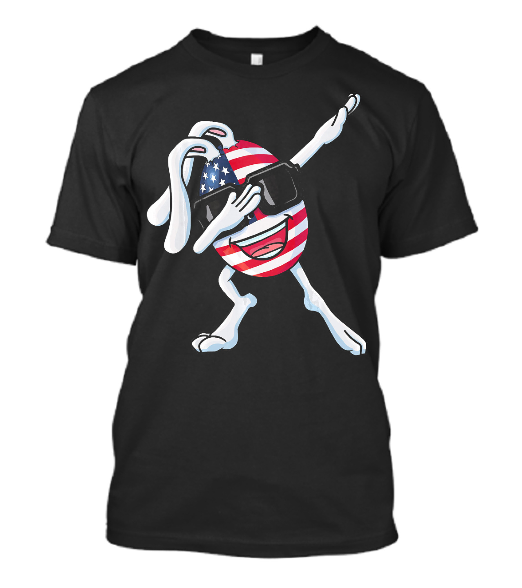 Funny Dabbing Easter Bunny American Flag Egg USA T-Shirt