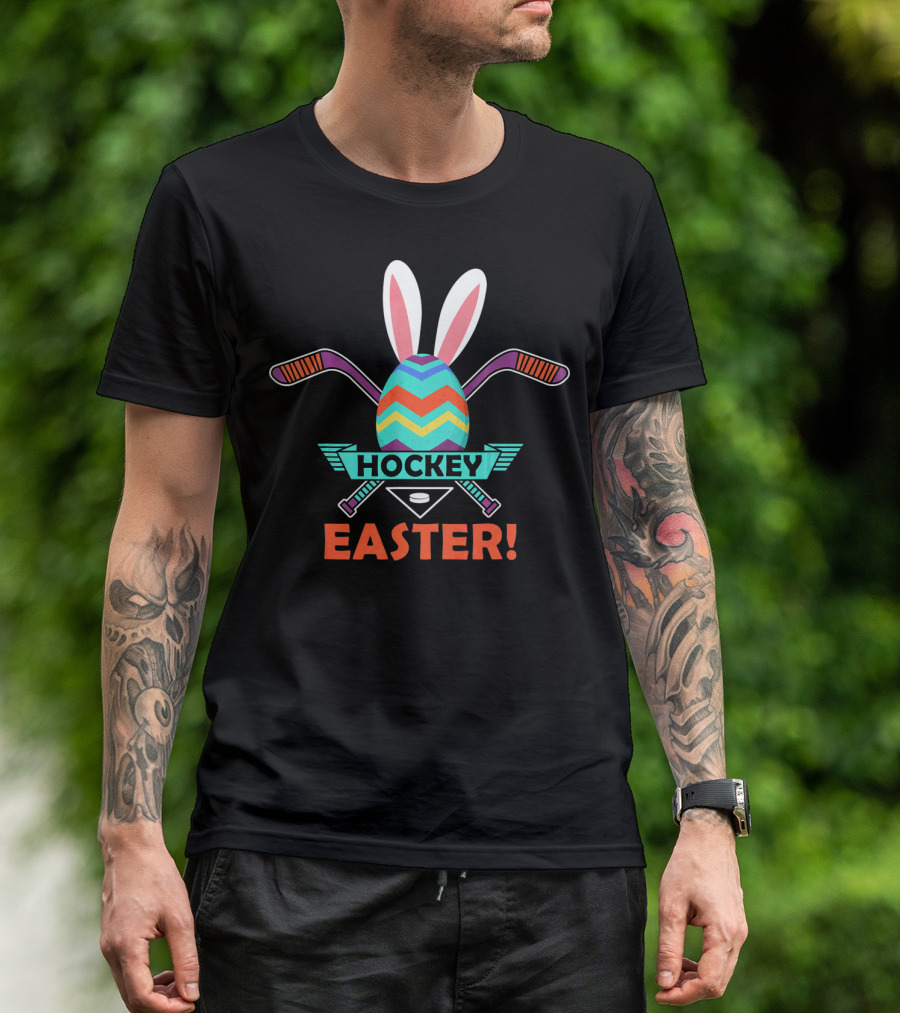 Hockey Easter Egg Bunny Boys Girl Easter T-Shirt