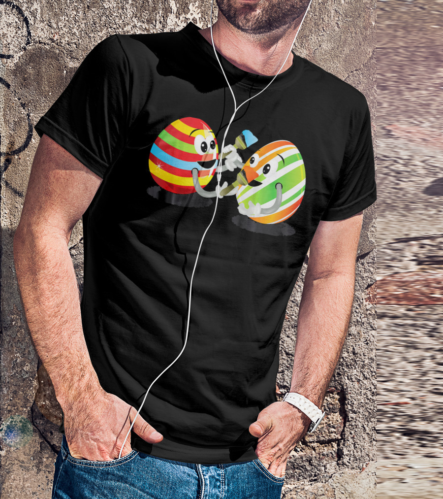 Egg Painting Funny Easter Coloring Activity With Striped Cartoon Eggs T-Shirt