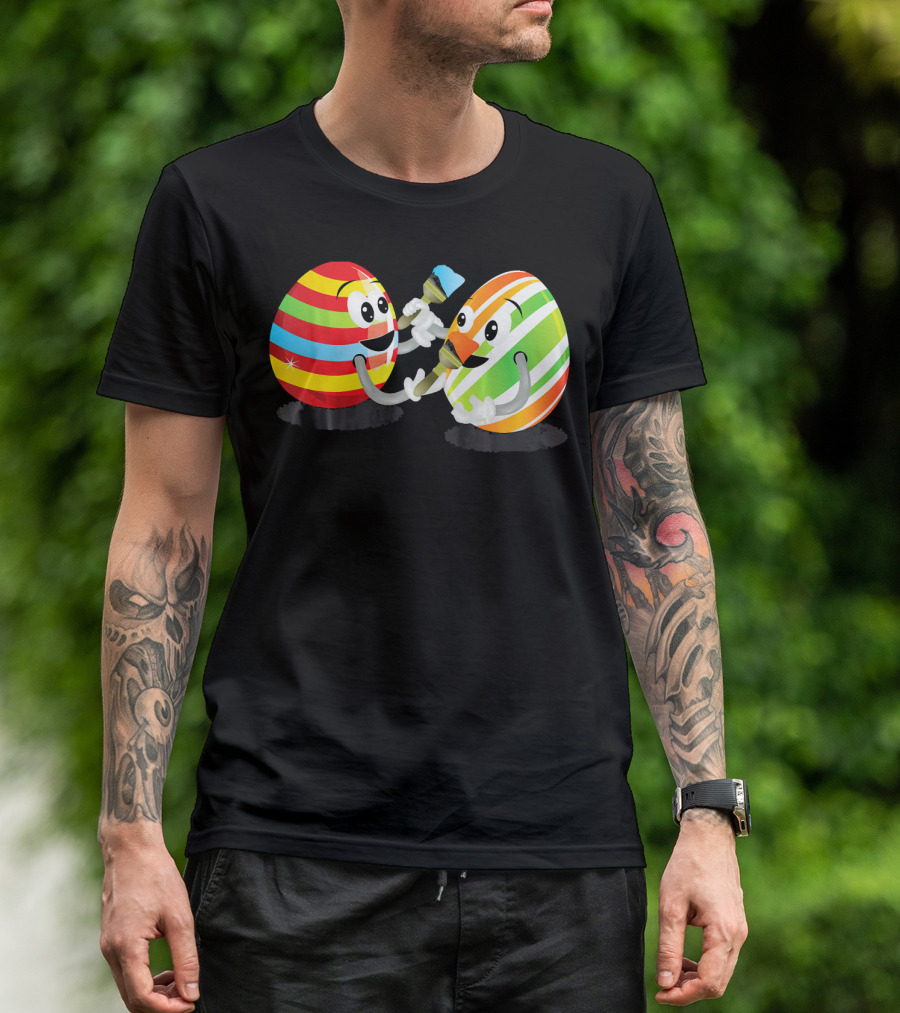 Egg Painting Funny Easter Coloring Activity With Striped Cartoon Eggs T-Shirt