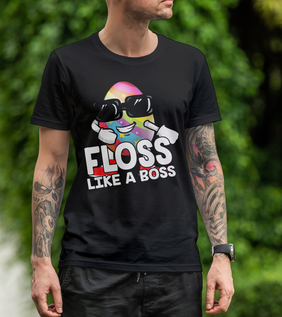 Floss Like A Boss Rainbow Egg With Sunglasses T-Shirt
