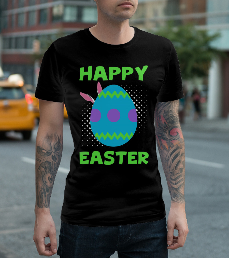 Happy Easter Colorful Egg Bunny Ears T-Shirt