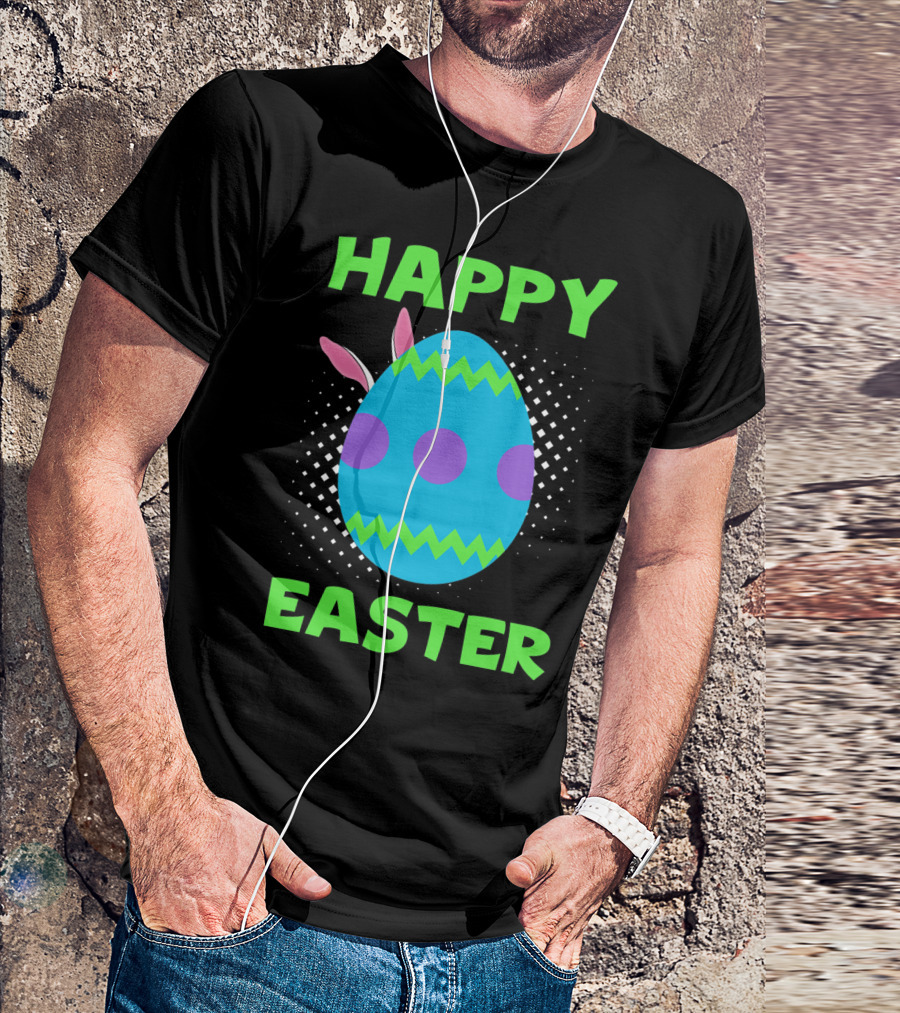 Happy Easter Colorful Egg Bunny Ears T-Shirt