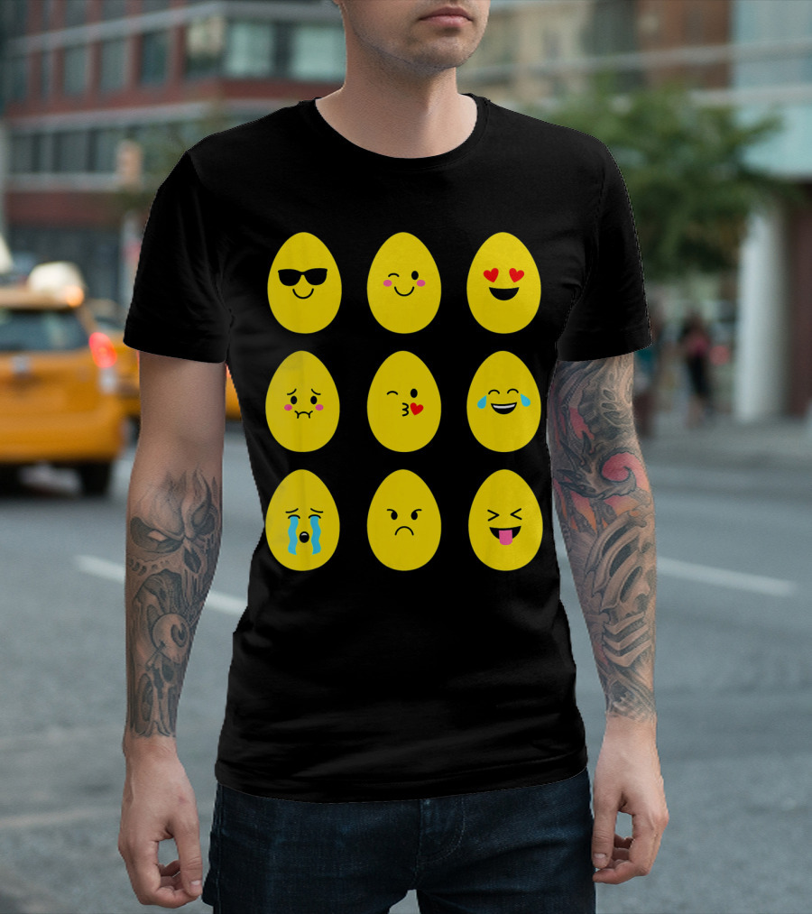 Funny Easter Emoticon Egg Faces with Expressions T-Shirt