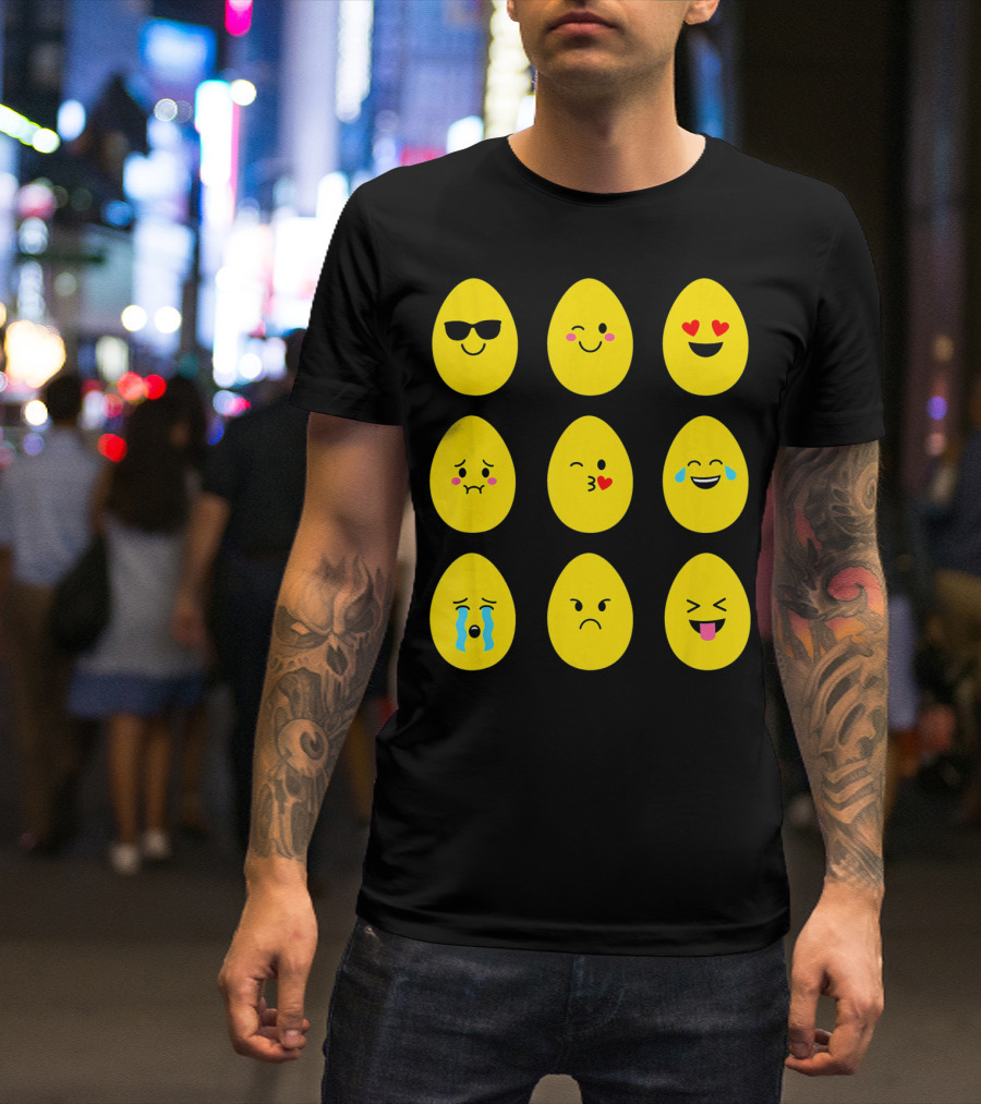 Funny Easter Emoticon Egg Faces With Expressions T-Shirt