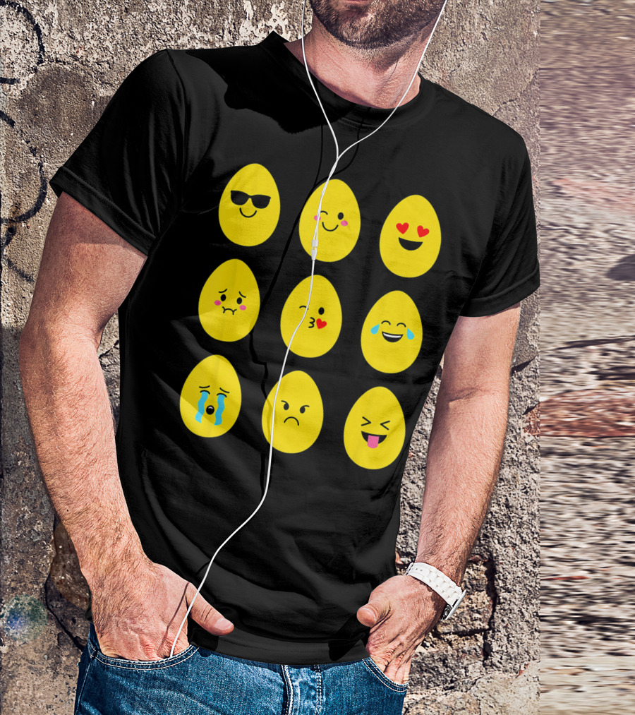 Funny Easter Emoticon Egg Faces With Expressions T-Shirt