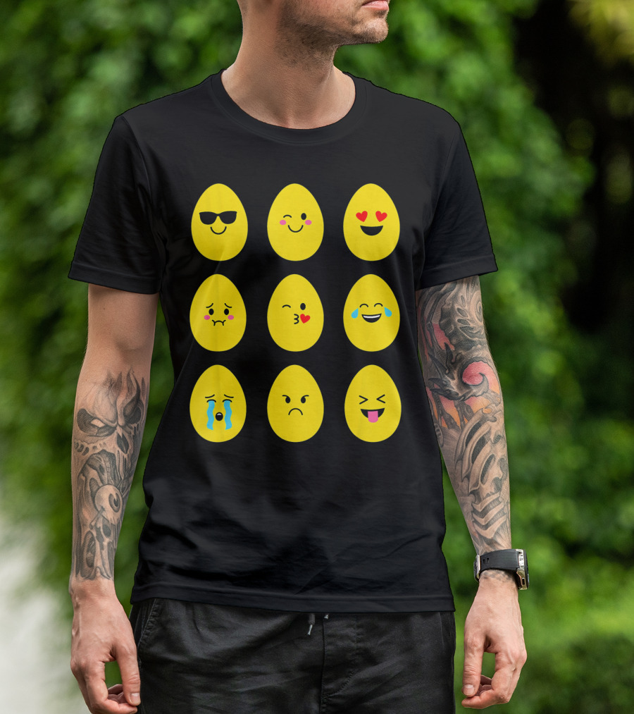 Funny Easter Emoticon Egg Faces With Expressions T-Shirt