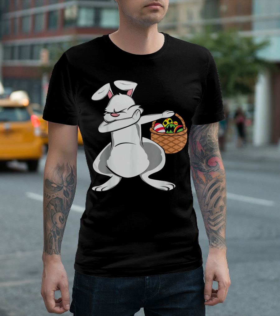 Easter Bunny Dab With Basket Of Colorful Eggs T-Shirt