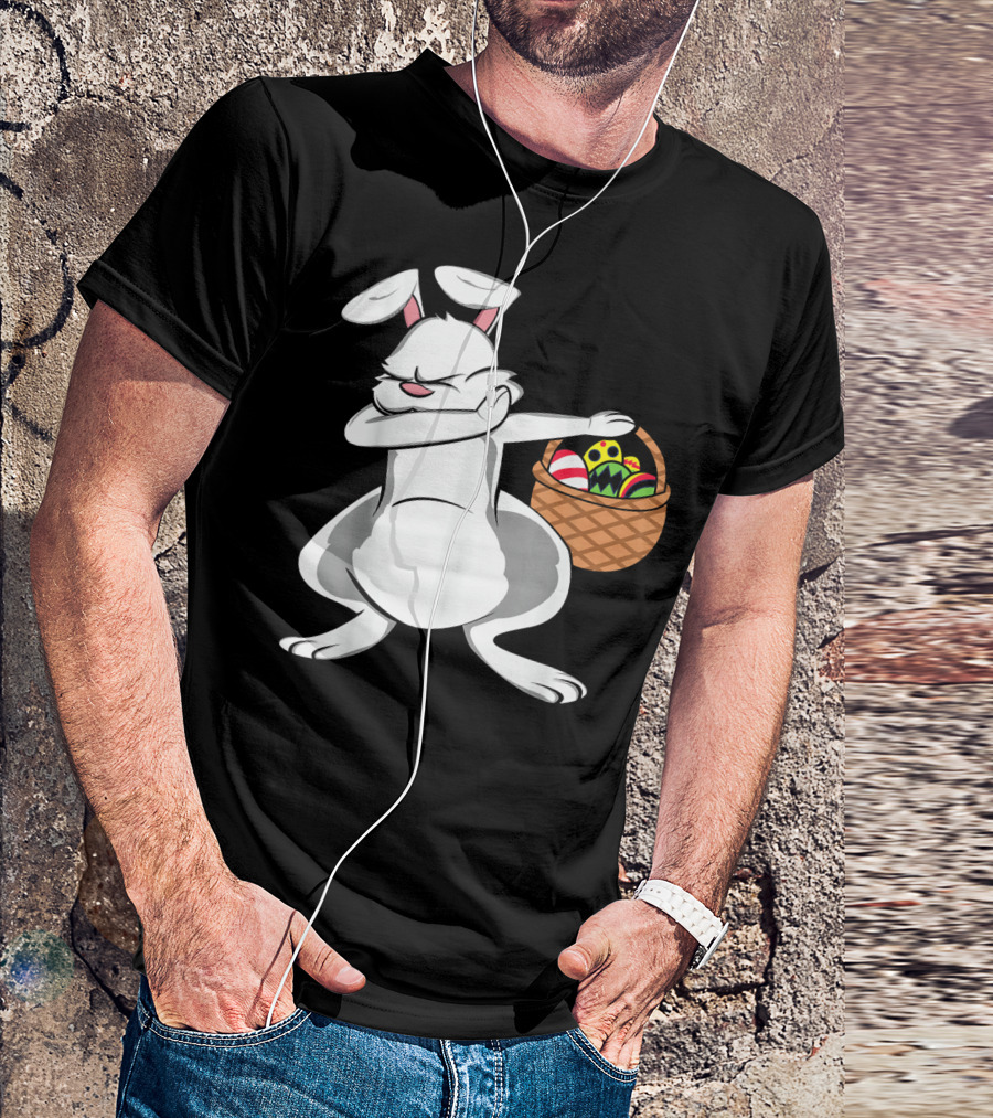Easter Bunny Dab With Basket Of Colorful Eggs T-Shirt