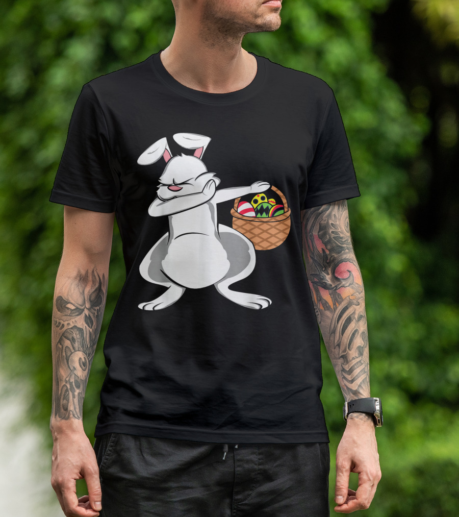 Easter Bunny Dab With Basket Of Colorful Eggs T-Shirt